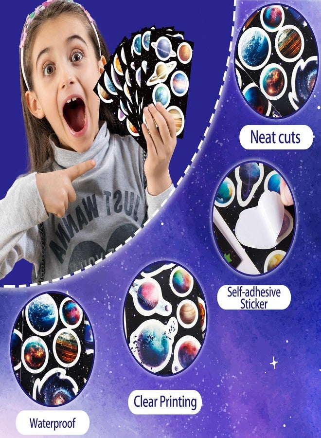 Robmoda Planet Water Bottle Stickers for Kids, 55 PCS Vinyl Space Waterproof Stickers Pack for Laptop Phone Case, Colorful Planets Decals for Teens - Image 2